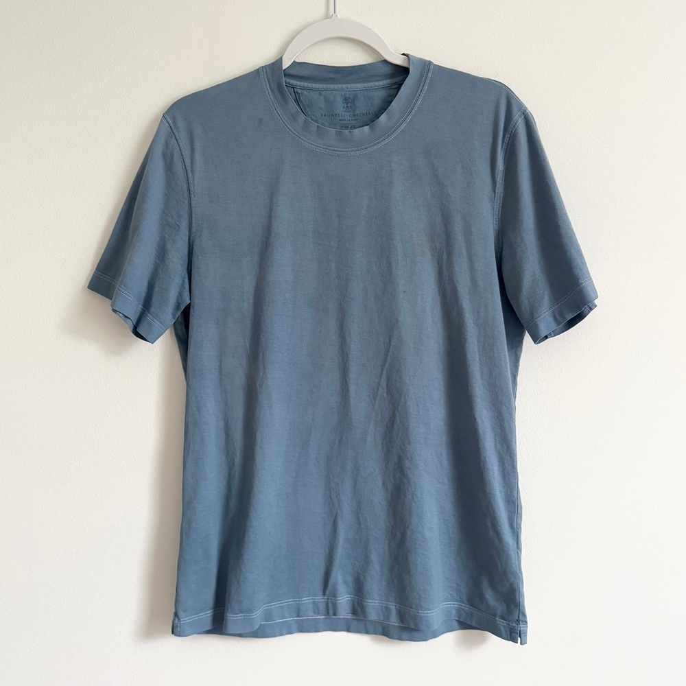 Brunello Cucinelli Blue Short Sleeve Crewneck T-Shirt Size Medium Slim Fit